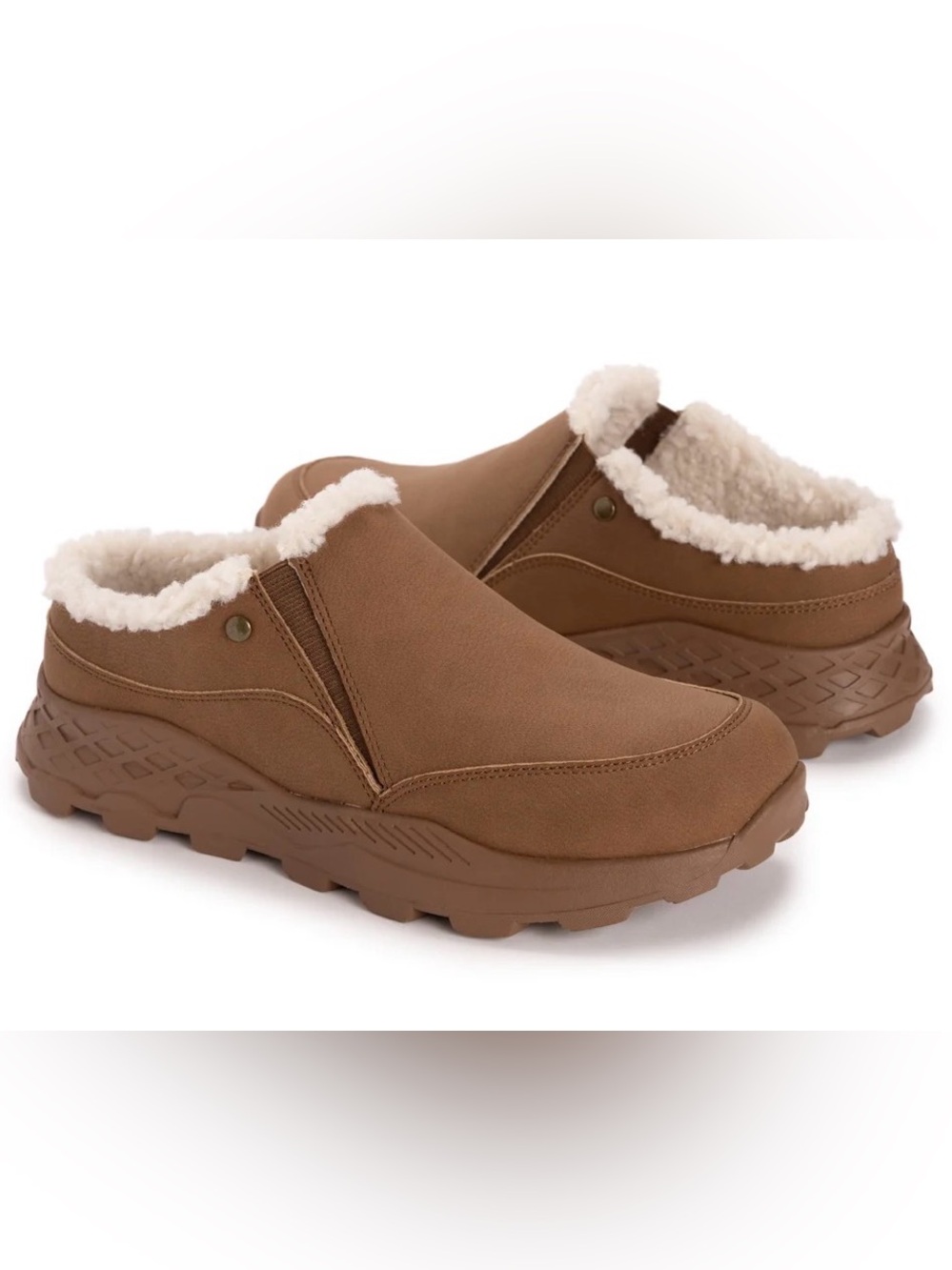 Muk Luks Women’s Whitley Mule Tan Slip-On Fleece-Lined Size 8
